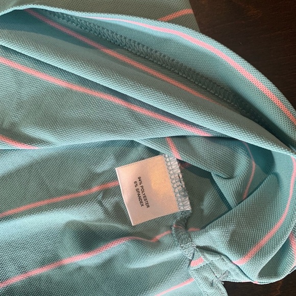 Peter‎ Millar Summer Comfort Polo Shirt Light Blue Pink Stripe Size XL Stretch - Picture 4 of 5